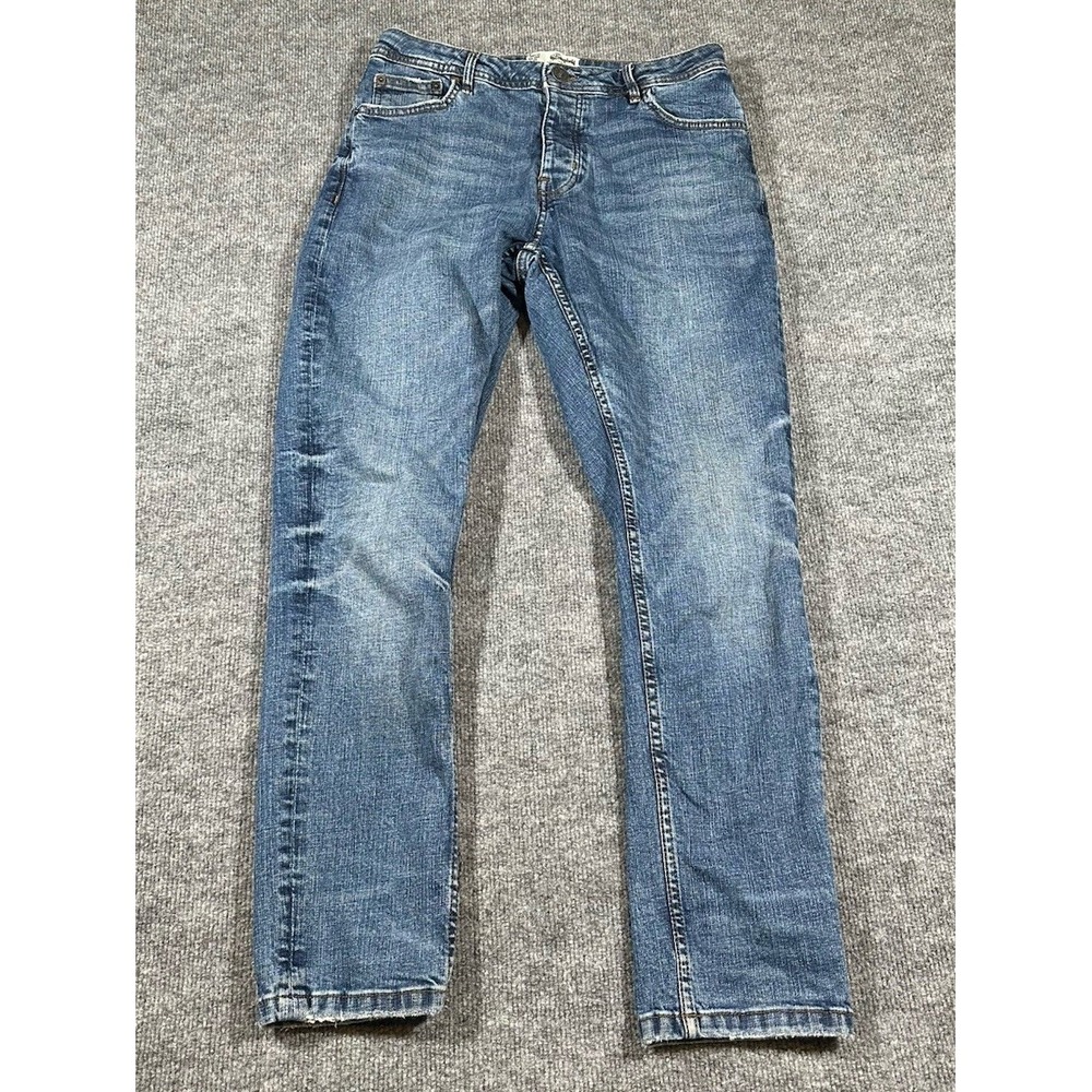 The Stronghold Los Angeles Men's Relaxed Tapered Denim Blue Jeans 30x29 Measured